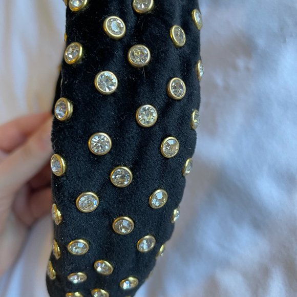 Lele Sadoughi Black Velvet Crystal Knotted Headband - Adult main image 5